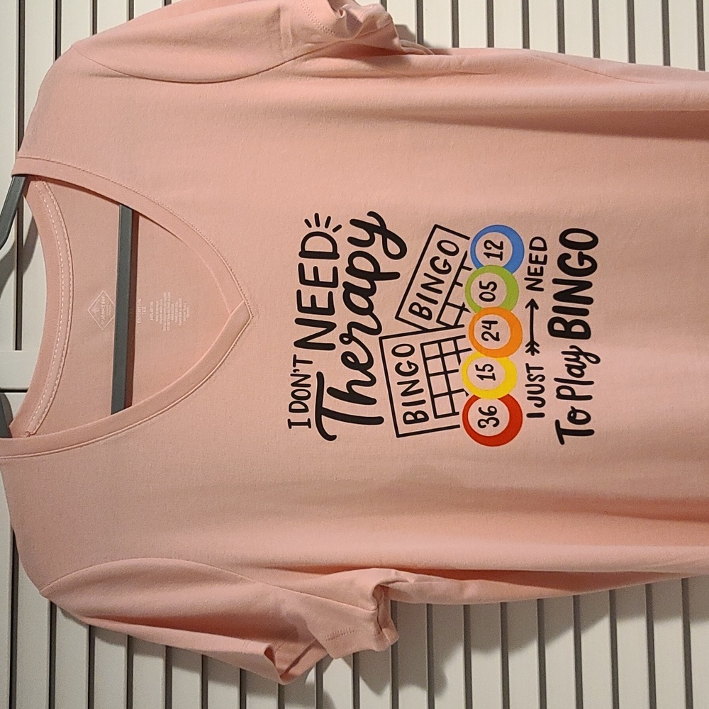 BINGO THERAPY  t-shirt S-M-L-XL White. Gray or Pink V neck